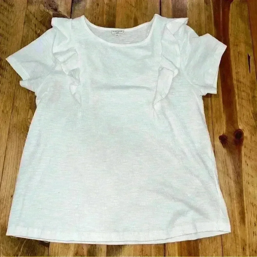 Hayden Girls size Y XL white ruffled shirt sleeve top shirt